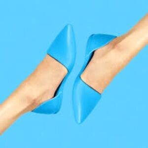 Native Sz 9 Audrey D’Orsay Flats in Blue Pointy Toe Slip-on